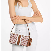 MICHAEL KORS VINCENT MEDIUM LOGO JACQUARD POCHETTE WITH CARD CASE 35R5S2VC6J BROWN