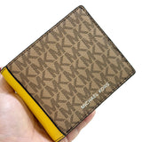 MICHAEL KORS COOPER SIGNATURE LOGO BILLFOLD WITH PASSCASE WALLET IN DAISY YELLOW 36S5LCOF2B