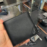 PRADA 2MO738 MEN'S BLACK GRAIN  LEATHER  WALLET WITH COIN POUCH BOXED