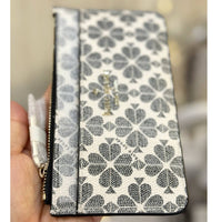 KATE SPADE LUCY FLOWER FLORAL LARGE L-ZIP WRISTLET IN BLACK MULTI KG487