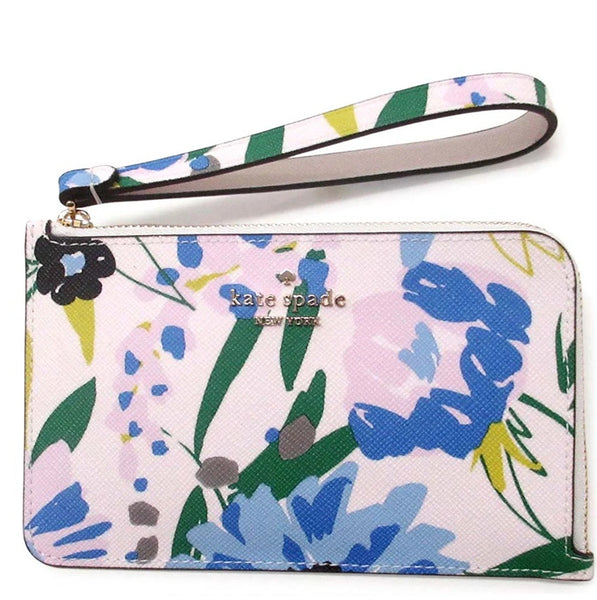 KATE SPADE SMALL WRISTLET LUCY SMALL L-ZIP WRISTLET FLOWER KK935