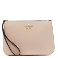 KATE SPADE CHELSEA MEDIUM WRISTLET POUCH WARM BEIGE KE612 DOUBLE COMPARTMENT
