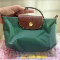 LONGCHAMP LE PLIAGE NYLON POUCH & COSMETIC BAG WITH HANDLE 34175 919 P95 GREEN