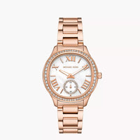 MICHAEL KORS SAGE THREE-HAND ROSE GOLD TONE STAINLESS STEEL WATCH