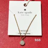 KATE SPADE YOU'RE A GEM PAVE HALO PENDANT IN CLEAR/ ROSE GOLD KK012