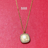 KATE SPADE NEW YORK GOLDEN PAVE GLASS PEARL PENDANT NECKLACE KB865