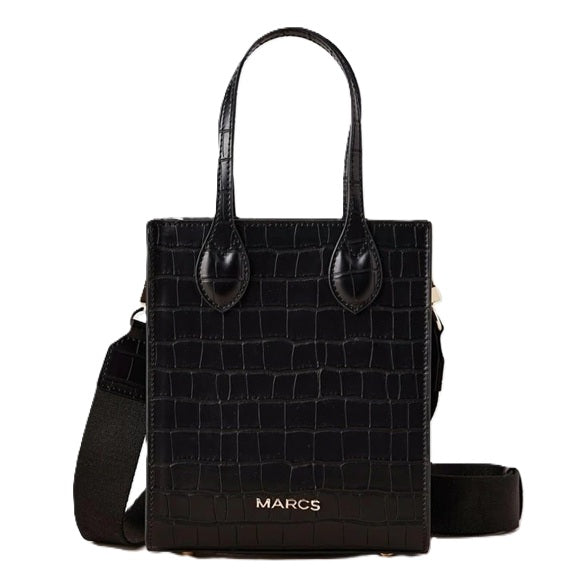 MARCS MINI CROSSBODY  VERTICAL BAG VEGAN LEATHER BLACK CROC