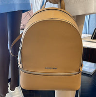 MICHAEL KORS RHEA MEDIUM PEBBLED LEATHER BACKPACK PEANUT