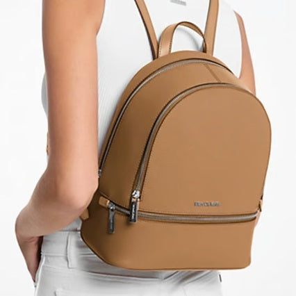 MICHAEL KORS RHEA MEDIUM PEBBLED LEATHER BACKPACK PEANUT