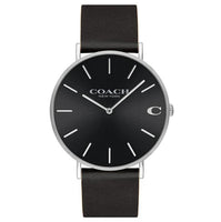 COACH 41MM MAN WATCH BLACK LEATHER STRAP BOXED