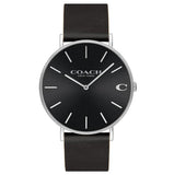 COACH 41MM MAN WATCH BLACK LEATHER STRAP BOXED