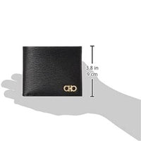 SALVATORE FERRAGAMO GANCINI MEN BIFOLD WALLET DOUBLE BILL BLACK