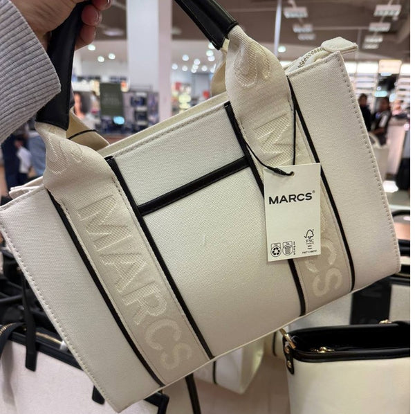 MARCS CROSSBODY BAG - VEGAN LEATHER CREAM N BLACK STRIPE