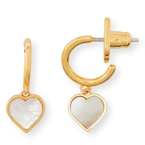 KATE SPADE FLOWERS HUGGIES HOOP EARRING MOP  BOXED