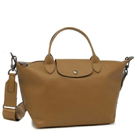 LONGCHAMP XTRA LE PLIAGE SMALL(MEDIUM)  SHORT HANDLE WITH SLING 1512 987 004 TOBACCO FULL LEATHER