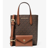 MICHAEL KORS XS VINCENT 35F4G2VC0B  CROSSBODY BAG WITH EXTRA  CARD CASE SIGNATURE BROWN