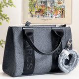 MARCS CROSSBODY BAG CANVAS VEGAN LEATHER GREY TOTE