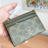 COACH MINI SKINNY ID CASE SIGNATURE CANVAS GREEN CW870 OLIVE