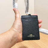 COACH ID LANYARD F57311 FULL LEATHER BLACK 57311 UNISEX