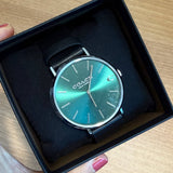 COACH BOXED  CHARLES BLACK STRAP GREEN SURFACE MEN'S WATCH 14602436