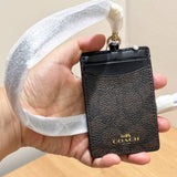 COACH ID LANYARD SIGNATURE CANVAS CZ285 BLACK SIGNATURE BROWN