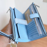 MICHAEL KORS WOMEN'S JET SET LARGE OMBRÉ SIGNATURE LOGO WRISTLET 35R5STVW3V LIGHT SKY / LT SKY