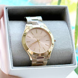 MICHAEL KORS ROSE GOLD TONE SLIM RUNWAY WATCH MK3197 42MM
