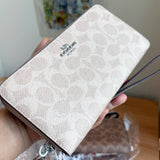 COACH ZIP AROUND LONG  WALLET LARGE WRISTLET IN SIGNATURE CANVAS CW778 SAND TAUPE