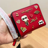 KARL LAGERFELD L5GNO6EI SMALL ZIP WALLET BLACK WITH KATE PINS WRISTLET