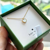 KATE SPADE BOXED GOLD-TONE MOTHER-OF-PEARL HEART PENDANT NECKLACE