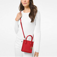 MICHAEL KORS MERCER EXTRA-SMALL PEBBLED LEATHER CROSSBODY BAG (FLAME) 35S1GM9T0L-RED
