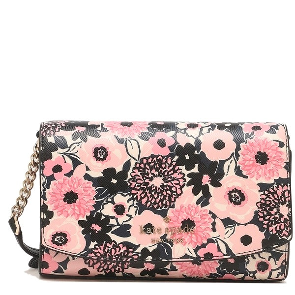 Kate Spade Shoulder Bag Womens Pink Amelia 3D Floral Leather Chain Crossbody