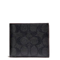 COACH COMPACT ID WALLET F25519 BLACK SIGNATURE EXTRA ID