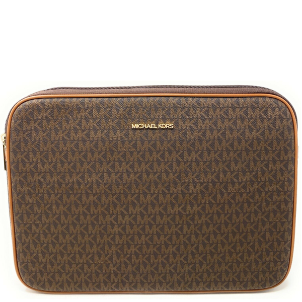 MICHAEL KORS JET SET TRAVEL LARGE BROWN SIGNATURE 15 INCH LAPTOP