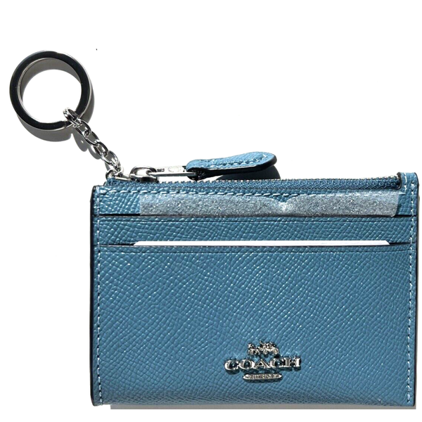COACH MINI SKINNY LEATHER ID CARD COIN CASE WALLET PACIFIC BLUE 88250