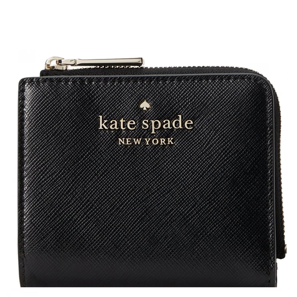 KATE SPADE CAMERON STACI SMALL L-ZIP BIFOLD LEATHER WALLET WLR00143 BLACK