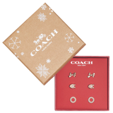 COACH SIGNATURE PEARL BOW EARRINGS SET ROSE GOLD CF984 + BOX