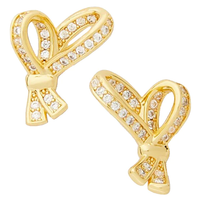 KATE SPADE ALL TIED UP PAVE STUDS EARRINGS IN CLEAR/ GOLD K6790