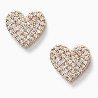 KATE SPADE YOURS TRULY PAVE HEART STUDS CLEAR/ROSE GOLD WBRUF125 O0R00154