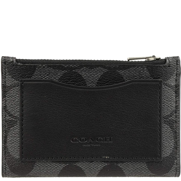 COACH SLIM BIFOLD CARD WALLET WITH ZIP IN SIGNATURE CANVAS F78673 GUNMETAL/CHARCOAL