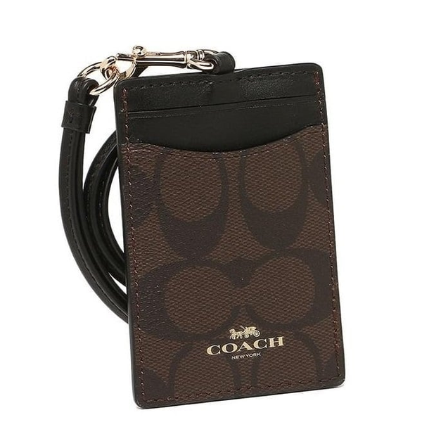 COACH ID LANYARD IN SIGNATURE CANVAS F63274 BLACK/BROWN