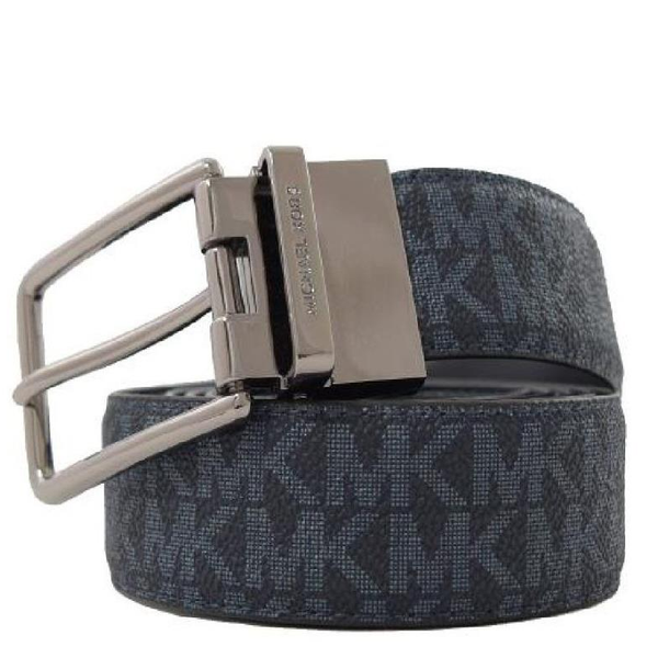 MICHAEL KORS CLASSIC DOUBLE SIDED TWO-TONE LEATHER WIDE PIN BUCKLE BELT 36H9LBLY9V BLUE SIGNATURE