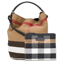 BURBERRY PLAID FABRIC LARGE ASHBY IN CANVAS CHECK SHOULDER MESSENGER BAG 39457261