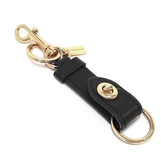 Coach Trigger Snap Bag Charm In Black Full Leather F39865