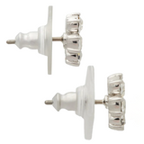 KATE SPADE FLOWER STUDS EARRINGS IN CLEAR/ SILVER O0RU2821