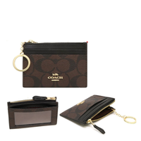 COACH MINI SKINNY ID CASE IN SIGNATURE CANVAS 88208  COIN KEY POUCH DARK BROWN BLACK