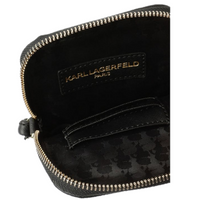 KARL LAGERFELD MAYBELLE CELL PHONE CROSSBODY IN BLACK/BLACK MULTI
