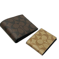 COACH COMPACT ID WALLET BROWN SIGNATURE EXTRA ID CA001 QBMAA 2-IN-ONE