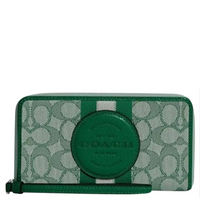 COACH DEMPSEY LARGE PHONE WALLET WRISLET IN SIGNATURE JACQUARD C9073 SILVER/GREEN