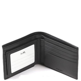COACH F74991 BLACK COMPACT ID WALLET IN PLAIN LEATHER BLACK 2 IN ONE EXTRA ID